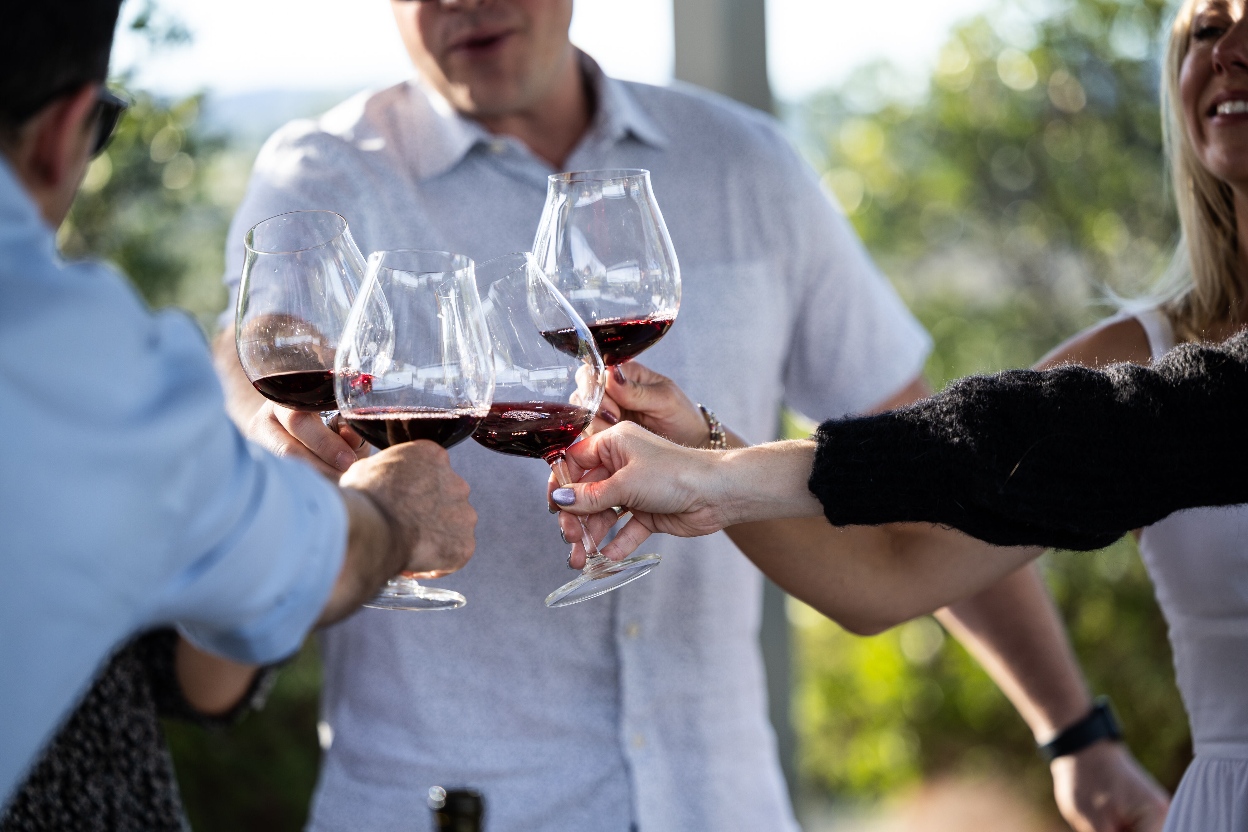 Multiple glasses of pinot noir