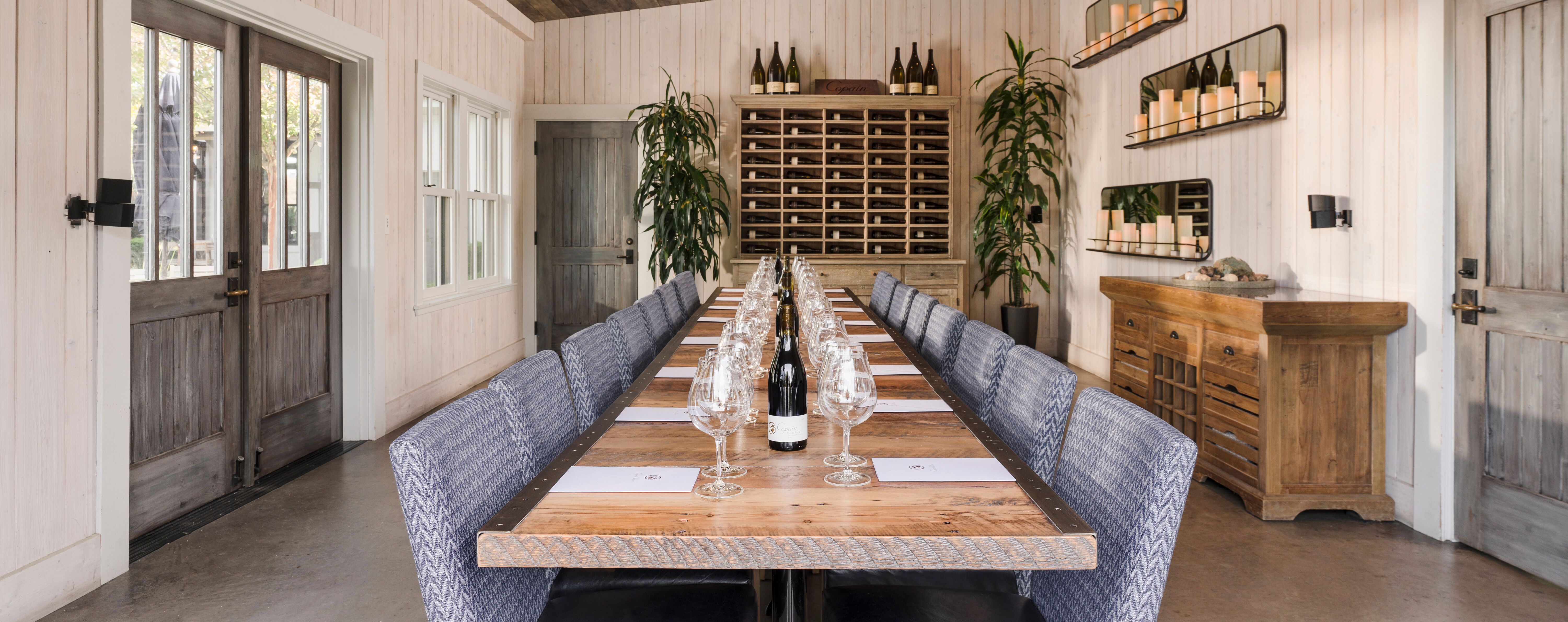 Large long table at the Copain Estate